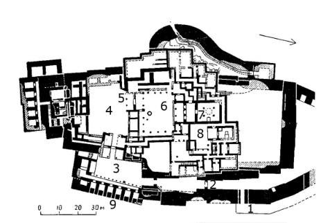 Тиринф. Акрополь. План третьего города, XIV—XIII вв. до н. э.