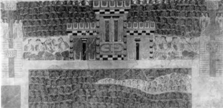 Кносс. Дворец. Миниатюрная фреска с изображением храма, около 1600 г. до н. э.