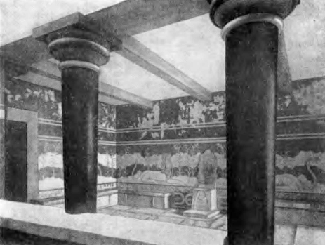 Кносс. Дворец. Тронный зал, фрагмент главной лестницы, XVI—XV вв. до н. э.