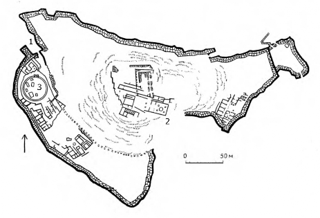  Микены. Акрополь, XIV—X III вв. до н. э. Генеральный план