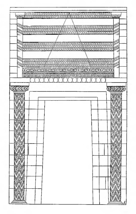 Микены. Гробница Атрея, XIV в. до н. э. Реконструкция портала