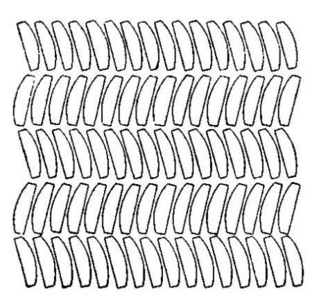 Двуречье. Схема кладки стен односторонне-выпуклым кирпичом