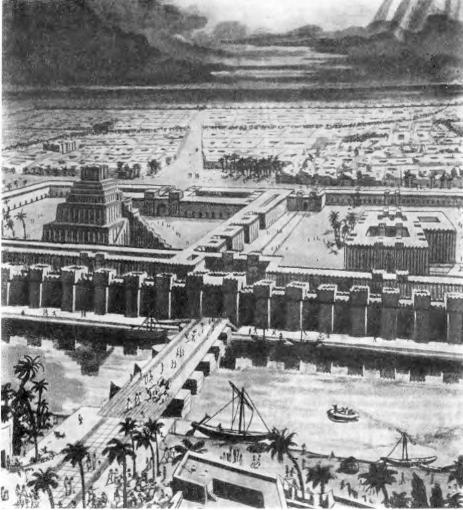 Вавилон. Общий вид города, VII—VI вв. до н. э. (реконструкция)