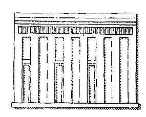 Изображение здания на цилиндрической печати из Урука, около 3000 г до н.э.