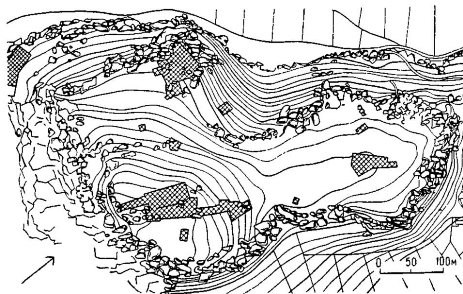 Фригия. Остатки города Мидаса. План царского замка