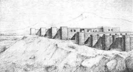 Урарту. Тейшебаини. Общий вид цитадели с севера (реконструкция)