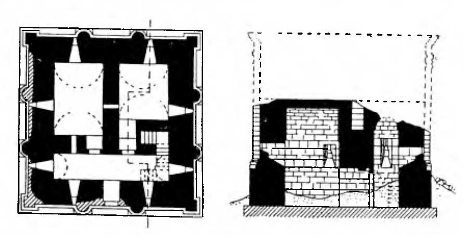 Парфия. Хатра. План и разрез двухкамерного мавзолея