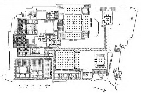 Персеполь, 520—460 гг. до н. э. Платформа с дворцами. План