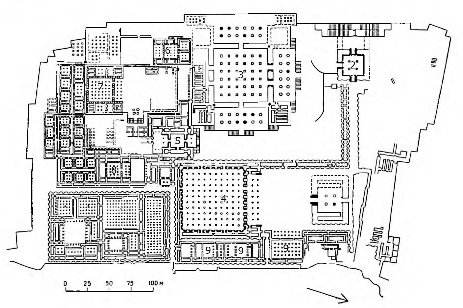 Персеполь, 520—460 гг. до н. э. Платформа с дворцами. План