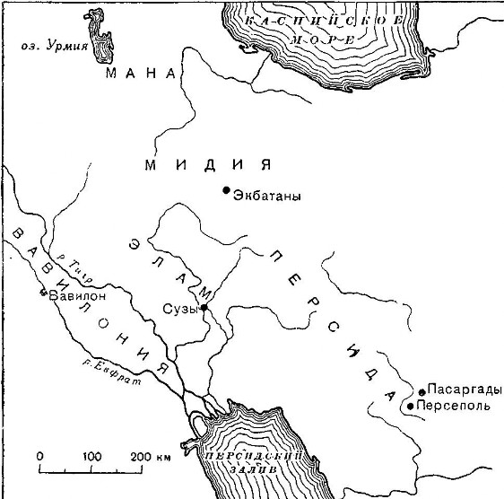 Карта Мидии и ахеменидского Ирана