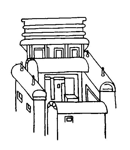 Аджанта. Изображение жилой постройки в росписях зала №9, I в. до н.э.