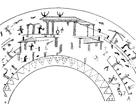 Изображение здания на бронзовом сосуде, V-III в. до н.э.