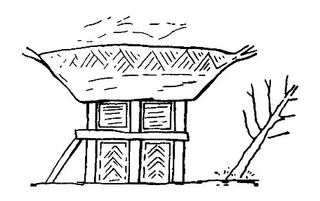 Остров Сикоку. Тип жилища такаюка. Изображение на дотаку, I—II в. н. э.