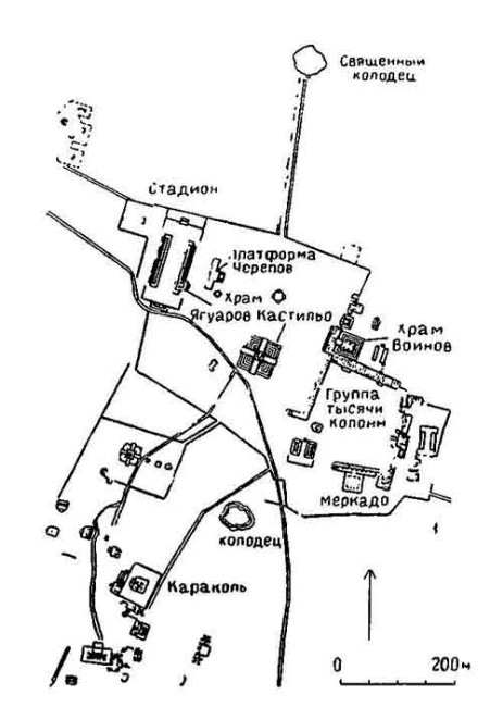 Чичен-Ица генеральный план центра города, XIII в