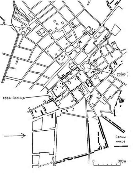 Куско. Современный план города (показаны стены инков)