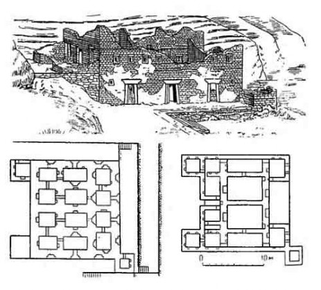Остров Титикака на озере Титикака. Дворец Пилько Кайма, конец XV в. Рисунок 1870 г., планы первого и второго этажей